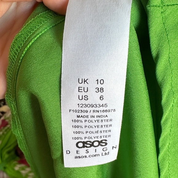 ASOS Design Wrap Maxi Dress Balloon Sleeves with Green Florals, Green/Pink, 6 - Picture 15 of 16